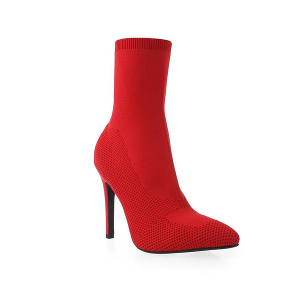 Privileged By J.c. Dossier Mabely Red Knit Sock Heel