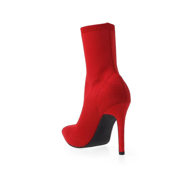 Privileged By J.c. Dossier Mabely Red Knit Sock Heel