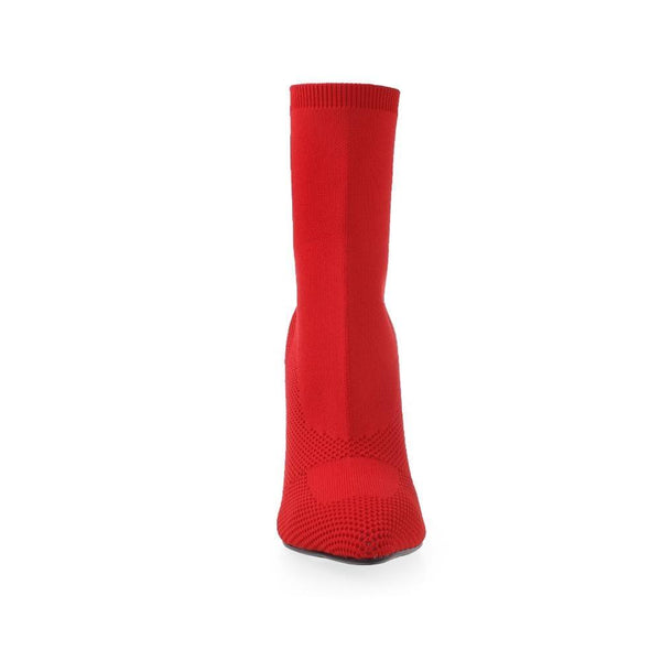 Privileged By J.c. Dossier Mabely Red Knit Sock Heel