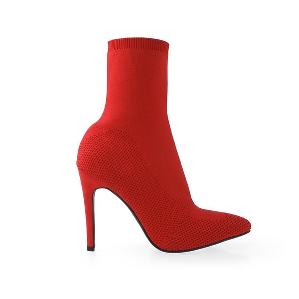 privileged by j.c. dossier Mabely Red Knit Sock Heel