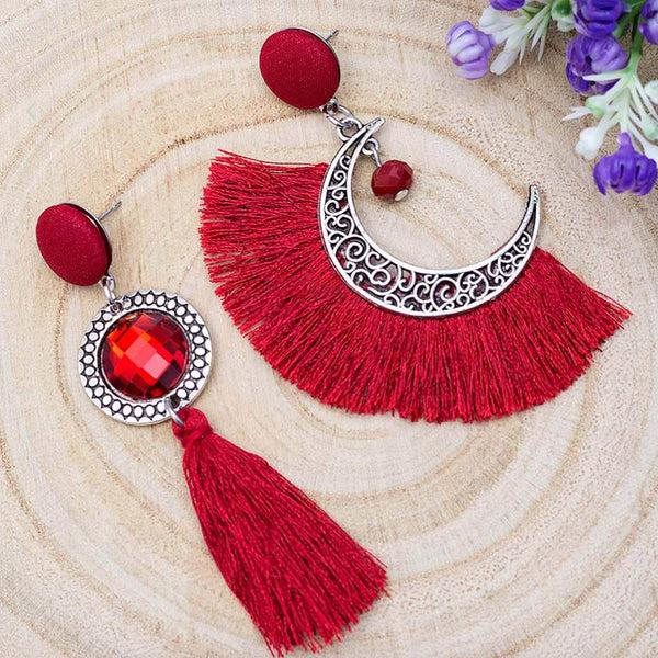 Privileged By J.c. Dossier Majora Red Tassel Earrings
