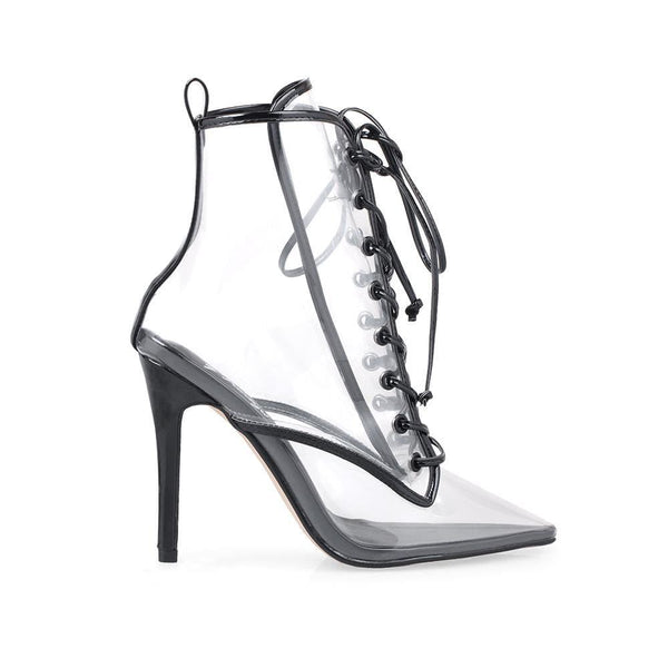 privileged by j.c. dossier Mariann Clear Vinyl Platform Boots