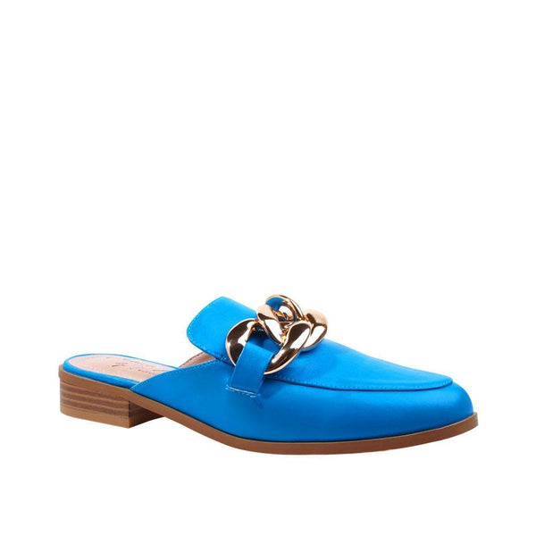 Privileged By J.c. Dossier Matity Blue Vegan Leather Slip-On Flats
