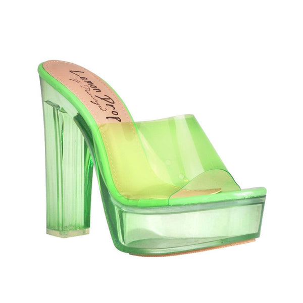 Privileged By J.c. Dossier Maud Neon Green Platform Heels