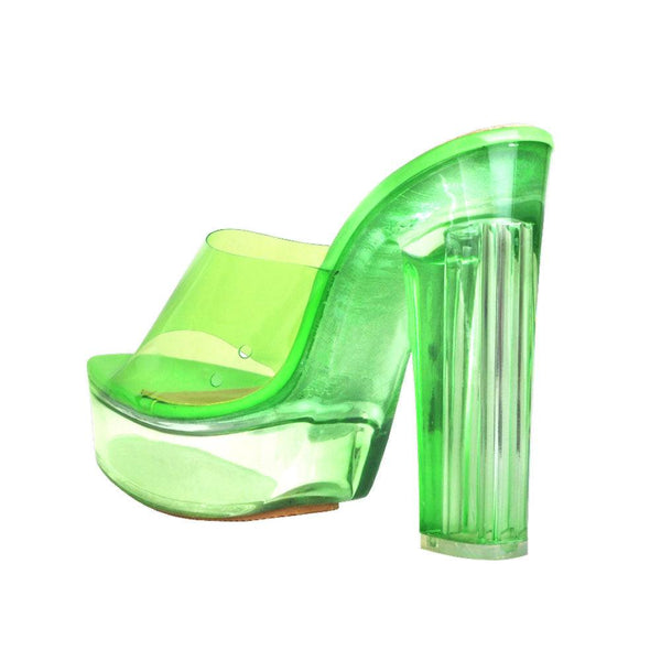 Privileged By J.c. Dossier Maud Neon Green Platform Heels