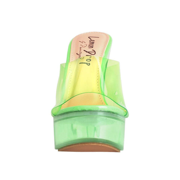 Privileged By J.c. Dossier Maud Neon Green Platform Heels