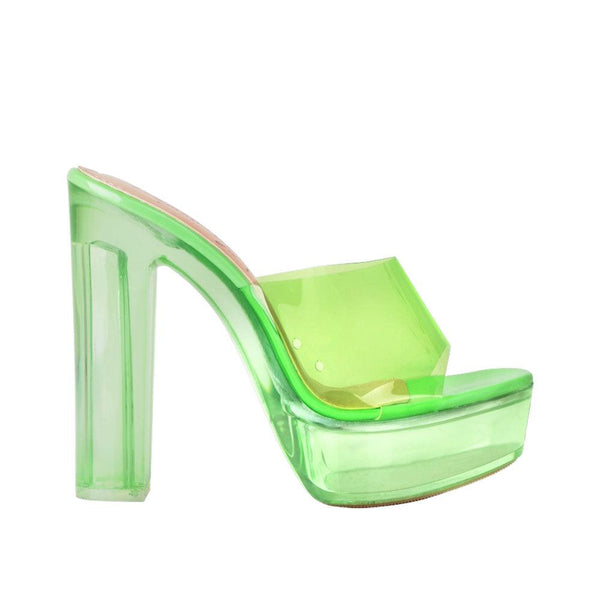 privileged by j.c. dossier Maud Neon Green Platform Heels