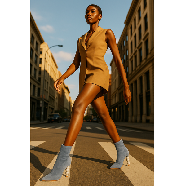 Privileged By J.c. Dossier Maxim Blue Vegan Suede Bootie