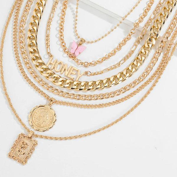 Privileged By J.c. Dossier MC Gold Necklace - Statement Jewelry