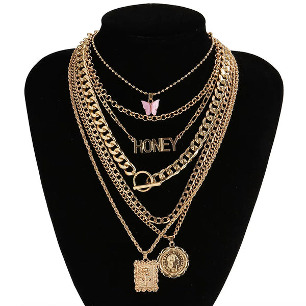 Privileged By J.c. Dossier MC Gold Necklace - Statement Jewelry