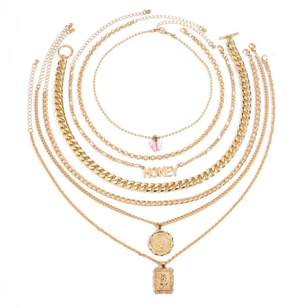 Privileged By J.c. Dossier MC Gold Necklace - Statement Jewelry