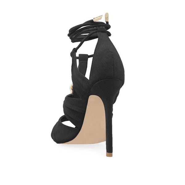Privileged By J.c. Dossier Melawet Black Chain-Capped Stiletto Heels