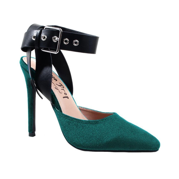 Privileged By J.c. Dossier Meleen Green Velvet Heel - Bold & Fearless