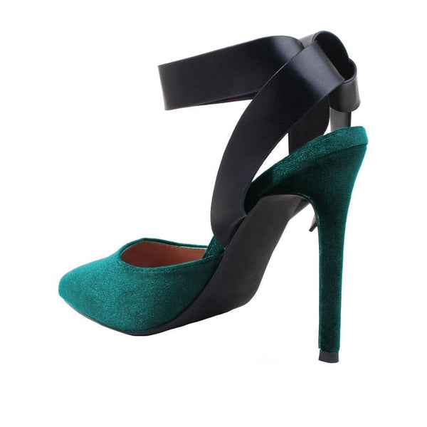 Privileged By J.c. Dossier Meleen Green Velvet Heel - Bold & Fearless