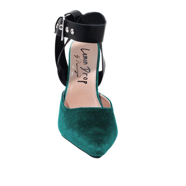 Privileged By J.c. Dossier Meleen Green Velvet Heel - Bold & Fearless