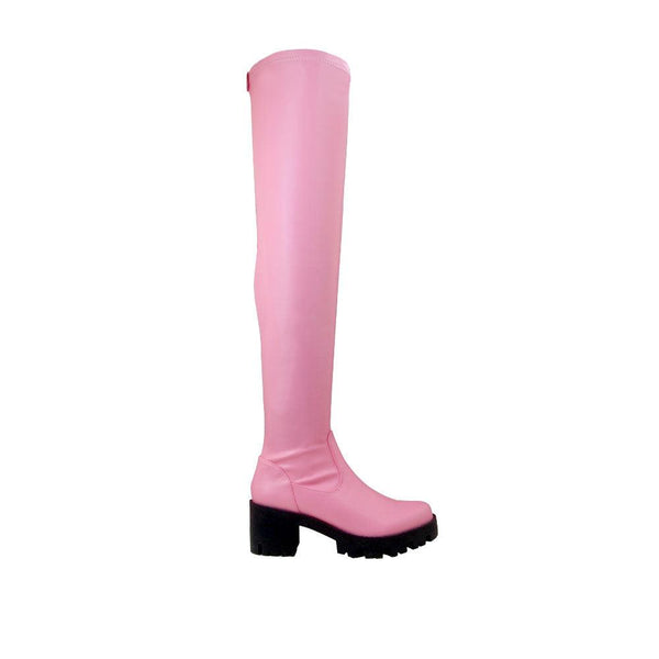 privileged by j.c. dossier Melissara Pink Vegan Leather Boot
