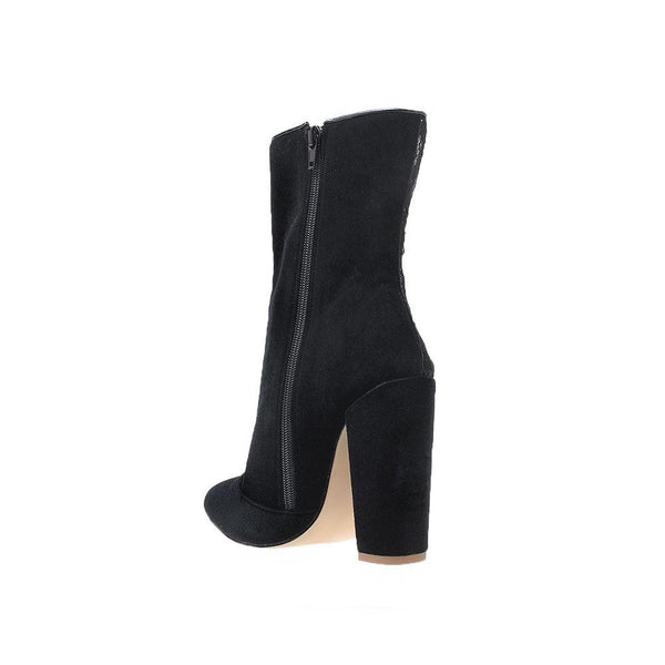 Privileged By J.c. Dossier Merritt Black Embroidered Suede Bootie
