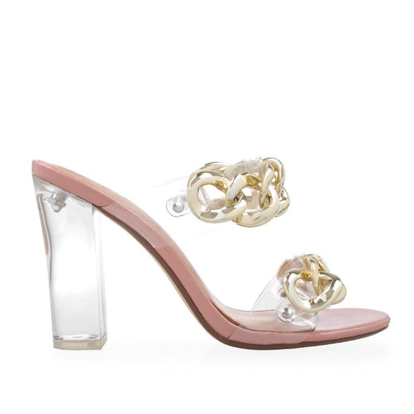 privileged by j.c. dossier Mimosa Pink Clear Block Heel