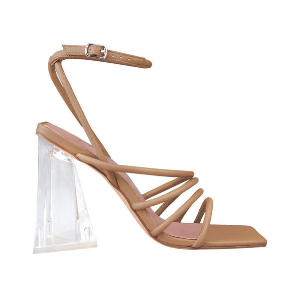 privileged by j.c. dossier Miranda Strappy Clear Heel Sandals