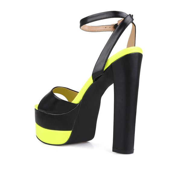 Privileged By J.c. Dossier Mirella Black/Yellow Platform Heels