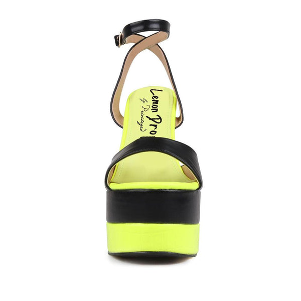 Privileged By J.c. Dossier Mirella Black/Yellow Platform Heels