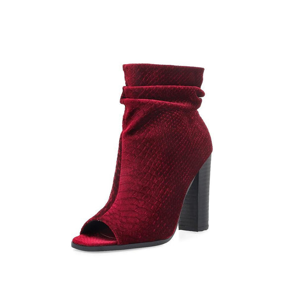 Privileged By J.c. Dossier Misha Red Peep Toe Bootie