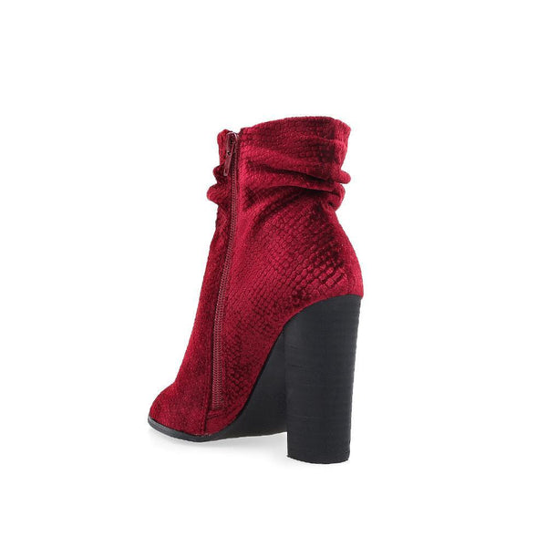 Privileged By J.c. Dossier Misha Red Peep Toe Bootie