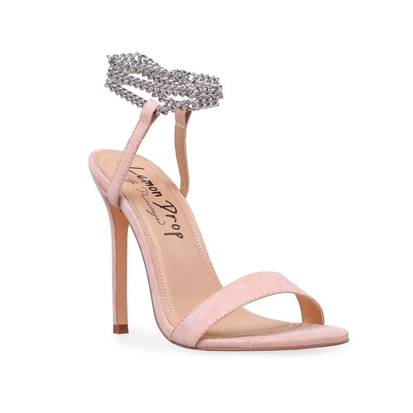 Privileged By J.c. Dossier Moline Pink Suede Heels With Metallic Chain