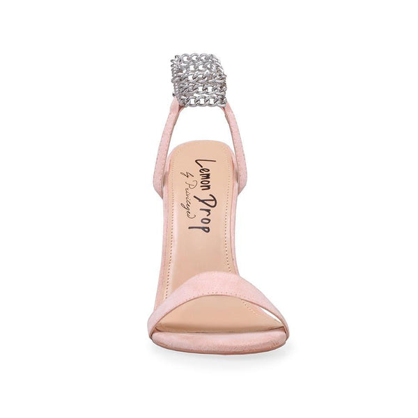 Privileged By J.c. Dossier Moline Pink Suede Heels With Metallic Chain