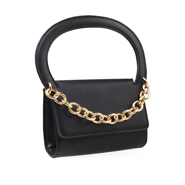 Privileged By J.c. Dossier Molly Black Handbag With Gold Chain