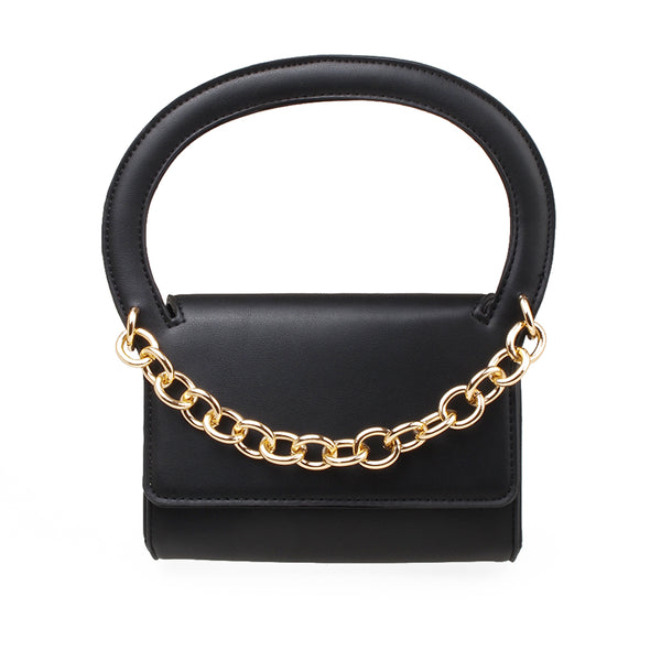 privileged by j.c. dossier Molly Black Handbag with Gold Chain