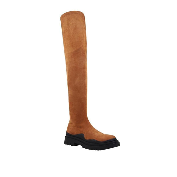 Privileged By J.c. Dossier Momentum Tan Vegan Suede Thigh-High Boot