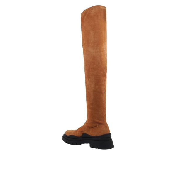 Privileged By J.c. Dossier Momentum Tan Vegan Suede Thigh-High Boot