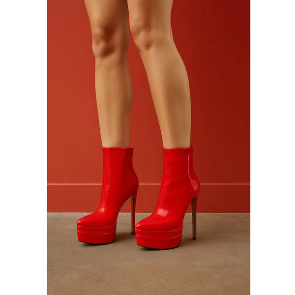Privileged By J.c. Dossier Mondavi Red Bootie - Bold Platform Heels