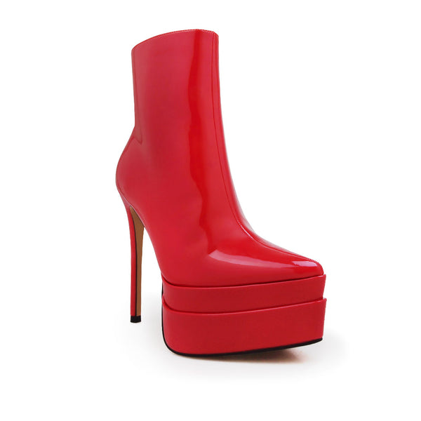 Privileged By J.c. Dossier Mondavi Red Bootie - Bold Platform Heels