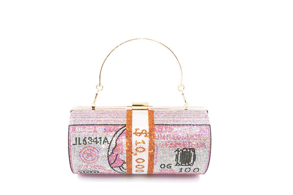 privileged by j.c. dossier Moneda Pink Rhinestone Handbag