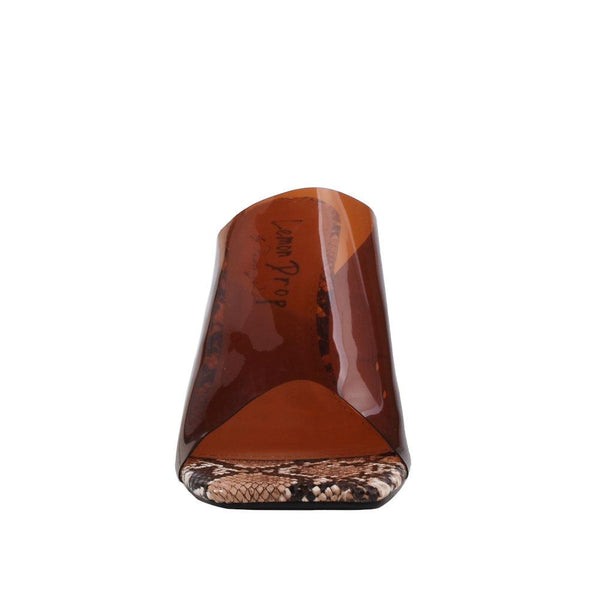 Privileged By J.c. Dossier Nadim Brown Vinyl Heel - Bold & Sculptural