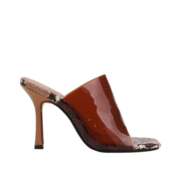 privileged by j.c. dossier Nadim Brown Vinyl Heel - Bold & Sculptural