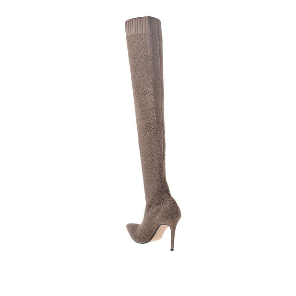 Privileged By J.c. Dossier Nadira Taupe Stretch Knee-High Boot