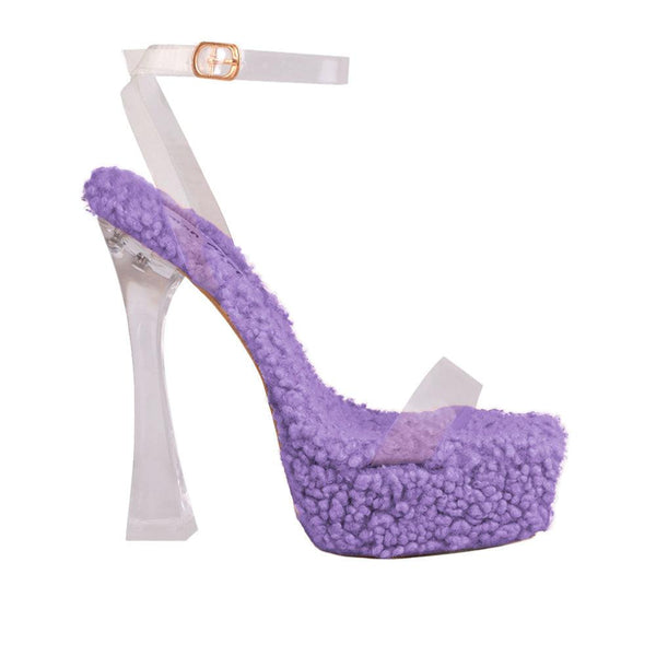 privileged by j.c. dossier Naja Purple Fuzzy Platform Sandal