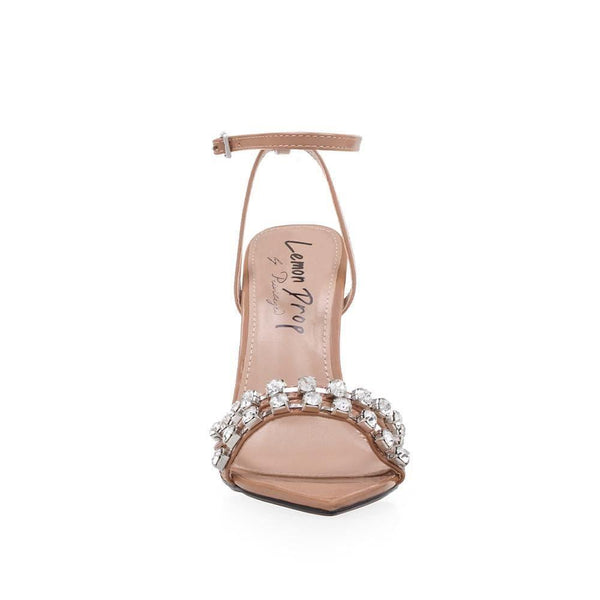 Privileged By J.c. Dossier Nalina Nude Rhinestone Heels