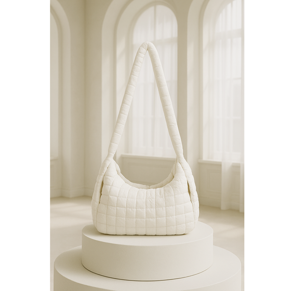 Privileged By J.c. Dossier Nashla Quilted Shoulder Bag In White