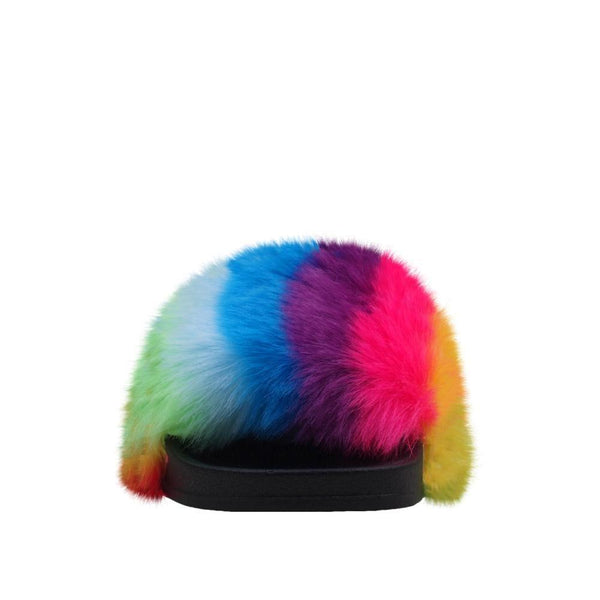 Privileged By J.c. Dossier Nate Rainbow Faux Fur Slide Flat