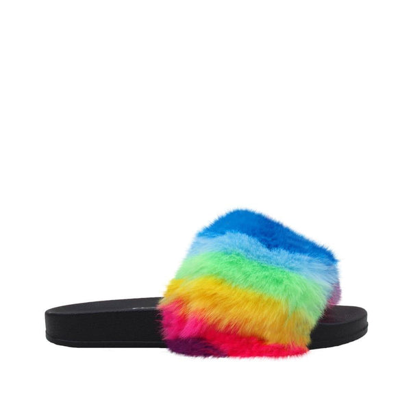 privileged by j.c. dossier Nate Rainbow Faux Fur Slide Flat