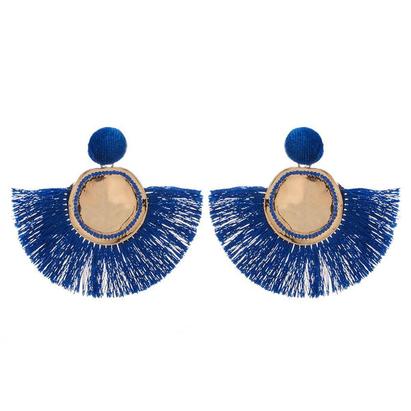 Privileged By J.c. Dossier Navi Blue Fringe Earrings | Statement Jewelry