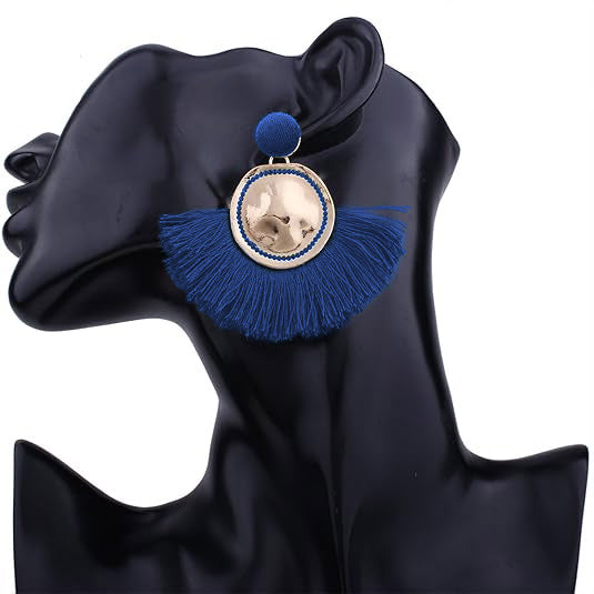 privileged by j.c. dossier Navi Blue Fringe Earrings | Statement Jewelry