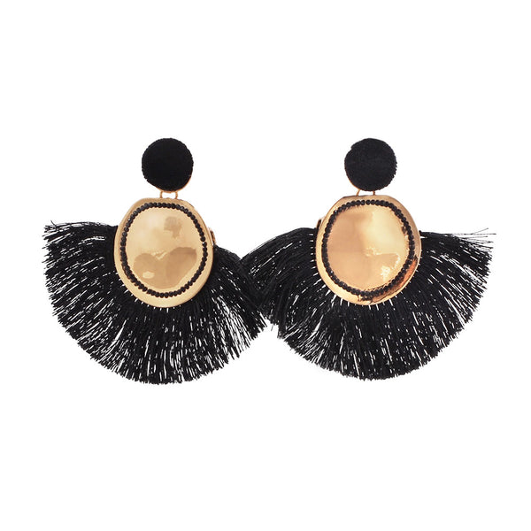 privileged by j.c. dossier Navi Fan-Shaped Tassel Earrings - Bold Statement
