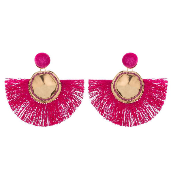 privileged by j.c. dossier Navi Pink Fringe Tassel Earrings