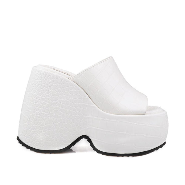 privileged by j.c. dossier Nennia White Platform Vegan Heels