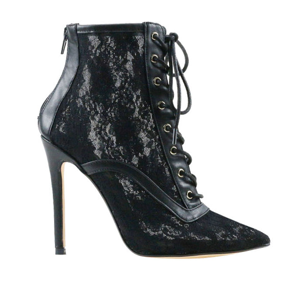 privileged by j.c. dossier Neolina Black Lace Bootie